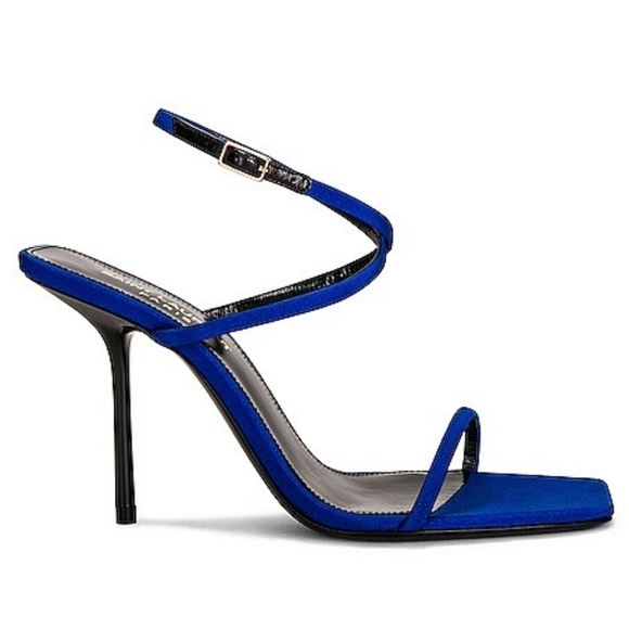 NIB Saint Laurent Baliqua Blue Strappy Stiletto Sandals Heels 40 - Picture 2 of 3